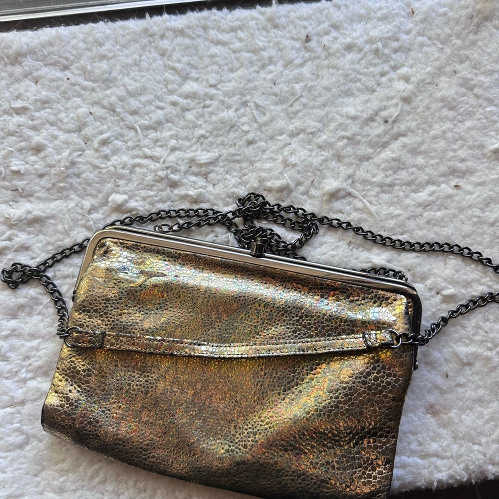 HOBO Metallic Gold Chain Clutch